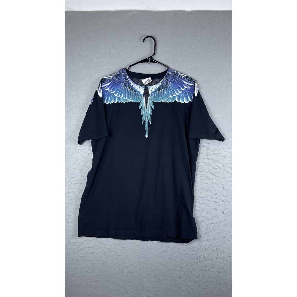 Marcelo Burlon Shirt Mens Large Black Feather Wings Graphic‎ Tee County Of Milan